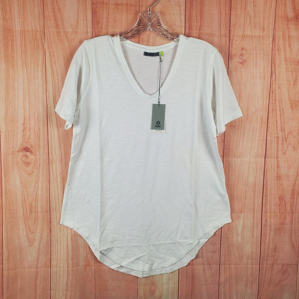 Tasc Performance Longline Slubbed T Shirt Womens Small White Cotton‎ Relaxed Fit